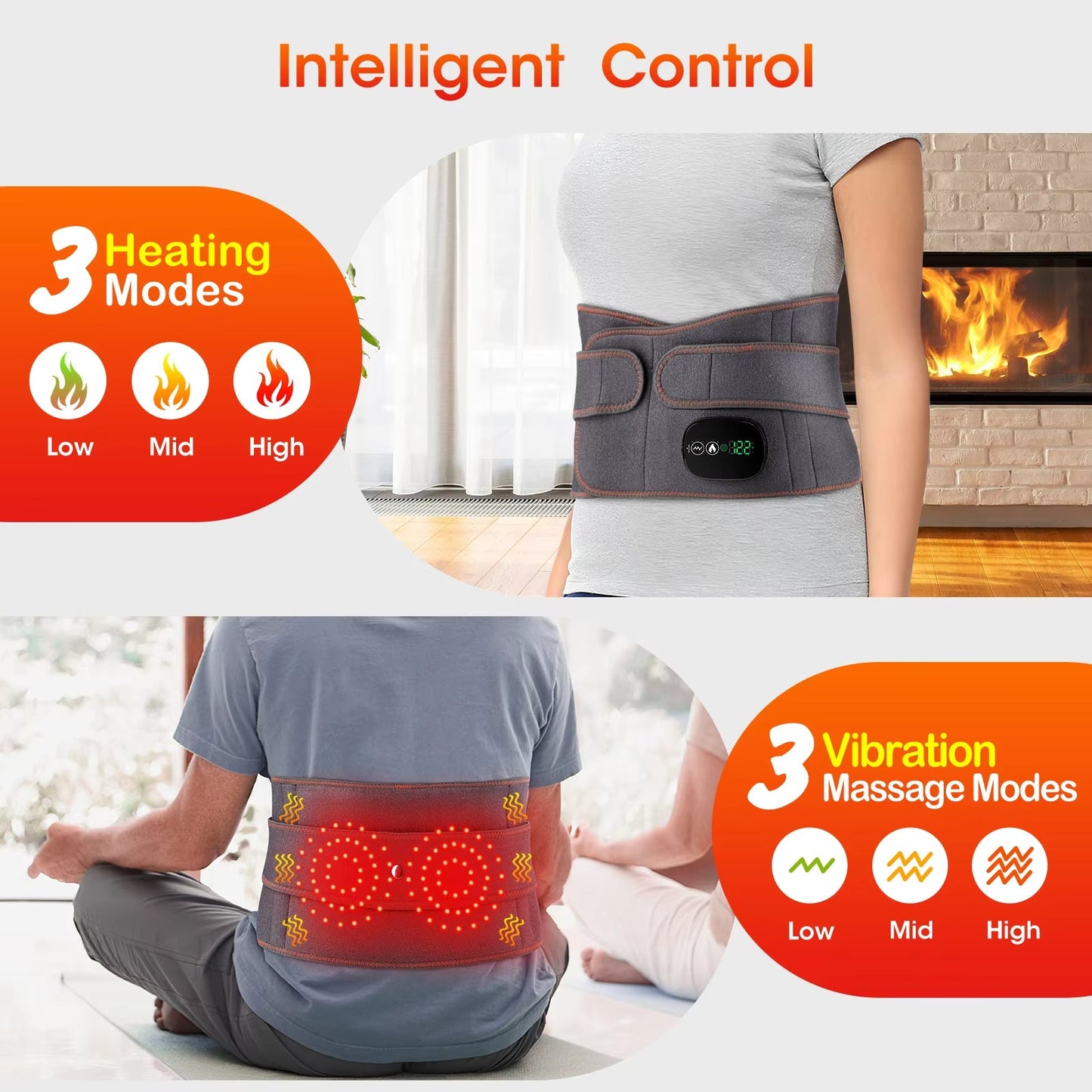 3-in-1 Lumbar Support Belt: Massage – Heat Therapy – Regeneration Therapy