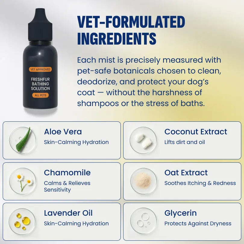 FreshFur Shower Brush + Bathing Solution